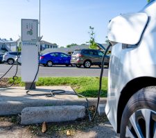 electric car at charging station at Harrisonburg Electric Commission Virginia